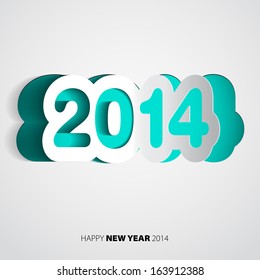 Happy New Year 2014 paper vector card - vector illustration