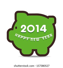 happy new year 2014 with piggy bank vector