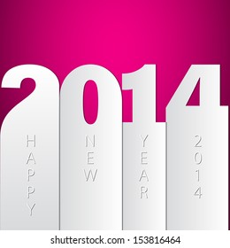Happy New Year 2014 pink vector card