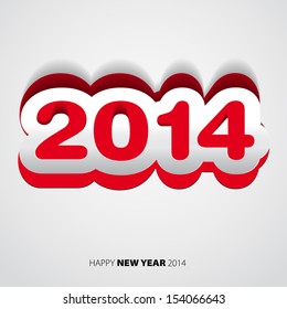 Happy New Year 2014 red and white vector card