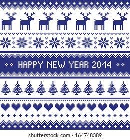 Happy New Year 2014 - Scandinavian Christmas pattern 