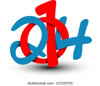 Happy new year 2014 Text Design 