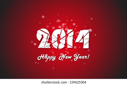 Happy new year 2014 text design. Vector illustration.