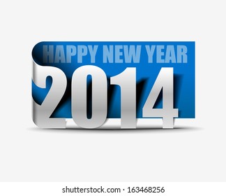 Happy new year 2014 text label design.