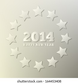 Happy New Year 2014 Text Design with stars