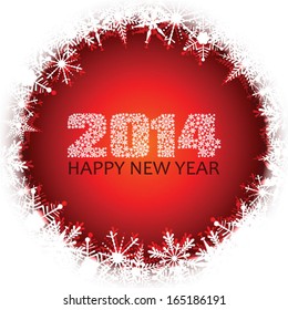 Happy New Year 2014, text of snowflakes