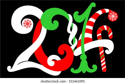 Happy New Year! 2014 Title. Vector illustration