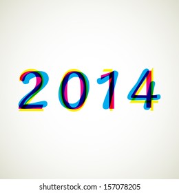 Happy New Year 2014, vector illustration.
