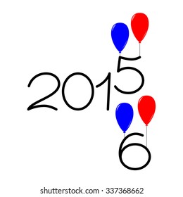 Happy new year 2015 and 2016 text design on the white background