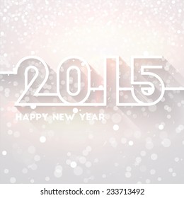 Happy New Year 2015 Abstract Creative Greeting Card Template in Modern Flat Style with Long Shadow for Holiday Designs. 