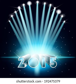 Happy new year 2015. Background with floodlit. Festive illuminations