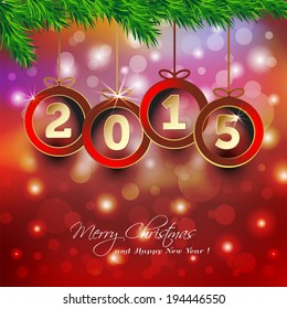 Happy New Year 2015 background with Christmas bauble