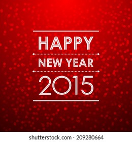 happy new year 2015 in bokeh and lens flare pattern red background (vector) 