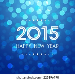 happy new year 2015 with bokeh and lens flare pattern on blue sky background (vector)