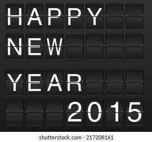 Happy new year 2015 card in display board style (solari board, flightboard, flipboard)