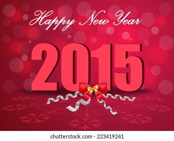 Happy New Year 2015, celebration concept with bow ribbons on beautiful glow background vector - eps10