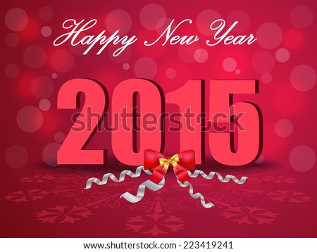 Happy New Year 2015, celebration concept with bow ribbons on beautiful glow background vector - eps10