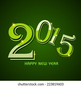 Happy New Year 2015 celebrations greeting card design with stylish text on green background. 