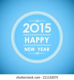 happy new year 2015 in circle and stripe line pattern blue background (vector) 