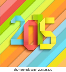 Happy New Year 2015 colorful celebration background in a paper style 