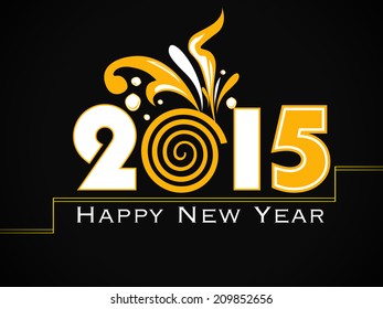 Happy new year 2015 creative greeting card design.