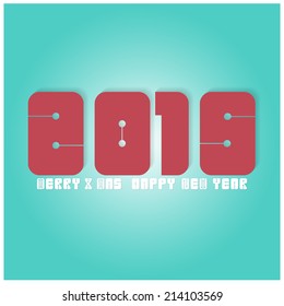 Happy new year 2015 creative greeting card design. Vector illustration