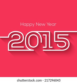 Happy new year 2015 creative greeting card design in flat style with long shadow.