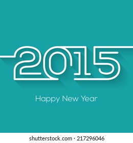 Happy new year 2015 creative greeting card design in flat style with long shadow.