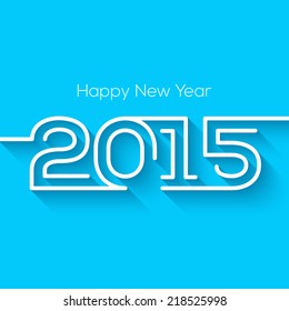 Happy new year 2015 creative greeting card design in flat style with long shadow.