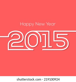 Happy new year 2015 creative greeting card design in flat style with shadow.