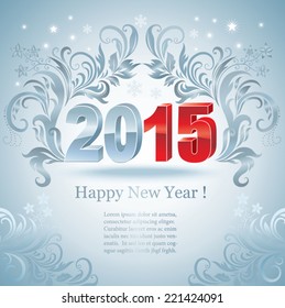 Happy new year 2015 creative greeting card design 