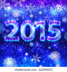 Happy new year 2015 creative greeting card design.