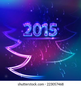 Happy new year 2015 creative greeting card design.