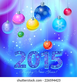 Happy new year 2015 creative greeting card design.