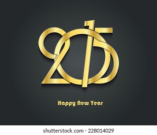 Happy new year 2015 creative greeting card design. Golden symbol