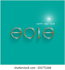 Happy new year 2015 creative greeting card design in flat style with long shadow. Vector illustration