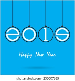 Happy new year 2015 creative greeting card design in flat style with long shadow. Vector illustration