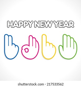 happy new year 2015 design with hand sign vector