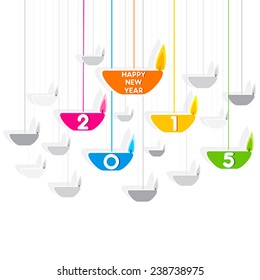 happy new year 2015 diyas background vector 