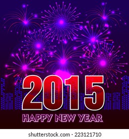 Happy New Year 2015 with fireworks background