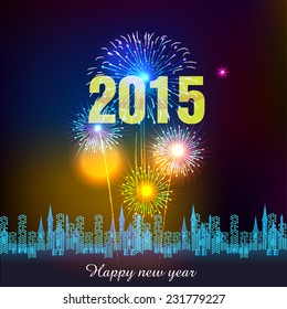 Happy New Year 2015 with fireworks background