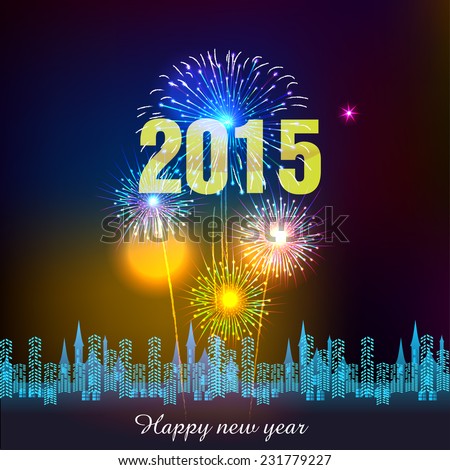 Happy New Year 2015 with fireworks background