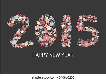 happy new year 2015 with flowers 