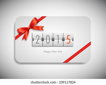 Happy new year 2015 gift card with stylish ribbon. - Powered by Shutterstock - Get 15% off with code: PIKWIZARD15