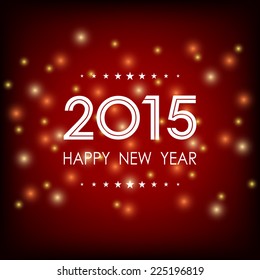 happy new year 2015 with glitter on dark red background (vector)