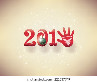 Feliz ano novo 2015 com luva. Design do Texto