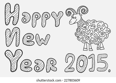 Happy new year 2015! Year of goat. Vector 