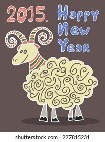 Happy new year 2015! Year of goat. Vector 