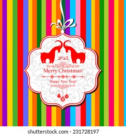 Happy new year 2015! Year of goat. Vector Illustration 