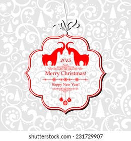 Happy new year 2015! Year of goat. Vector Illustration 